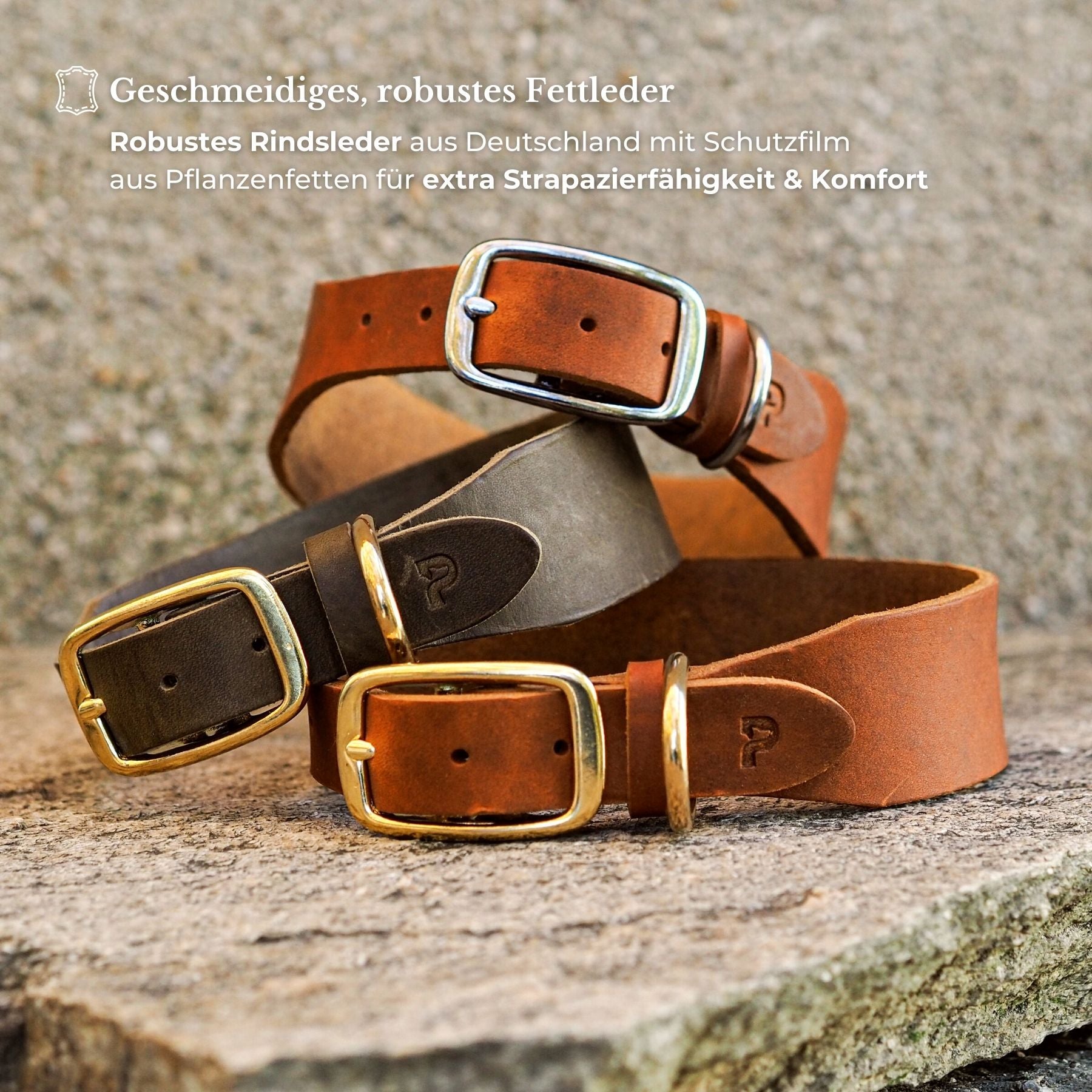 Personalizable collar with name | cognac