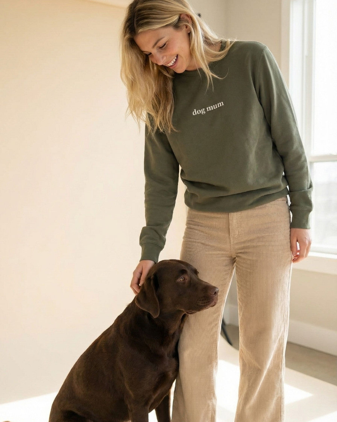Organic Sweatshirt 'dog mum' | Forest Green