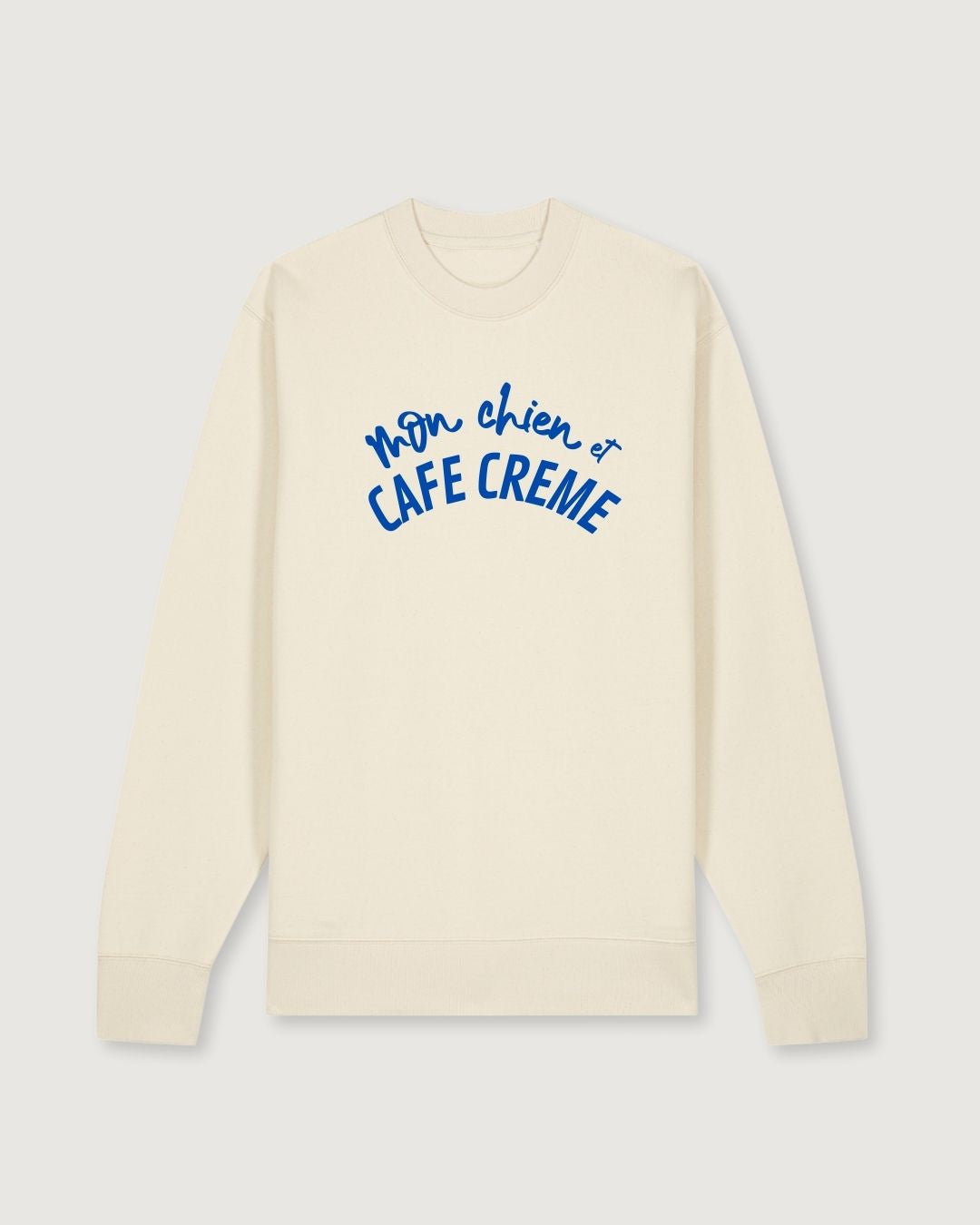 Premium Organic Sweatshirt 'mon chien et CAFE CREME' | Vintage White