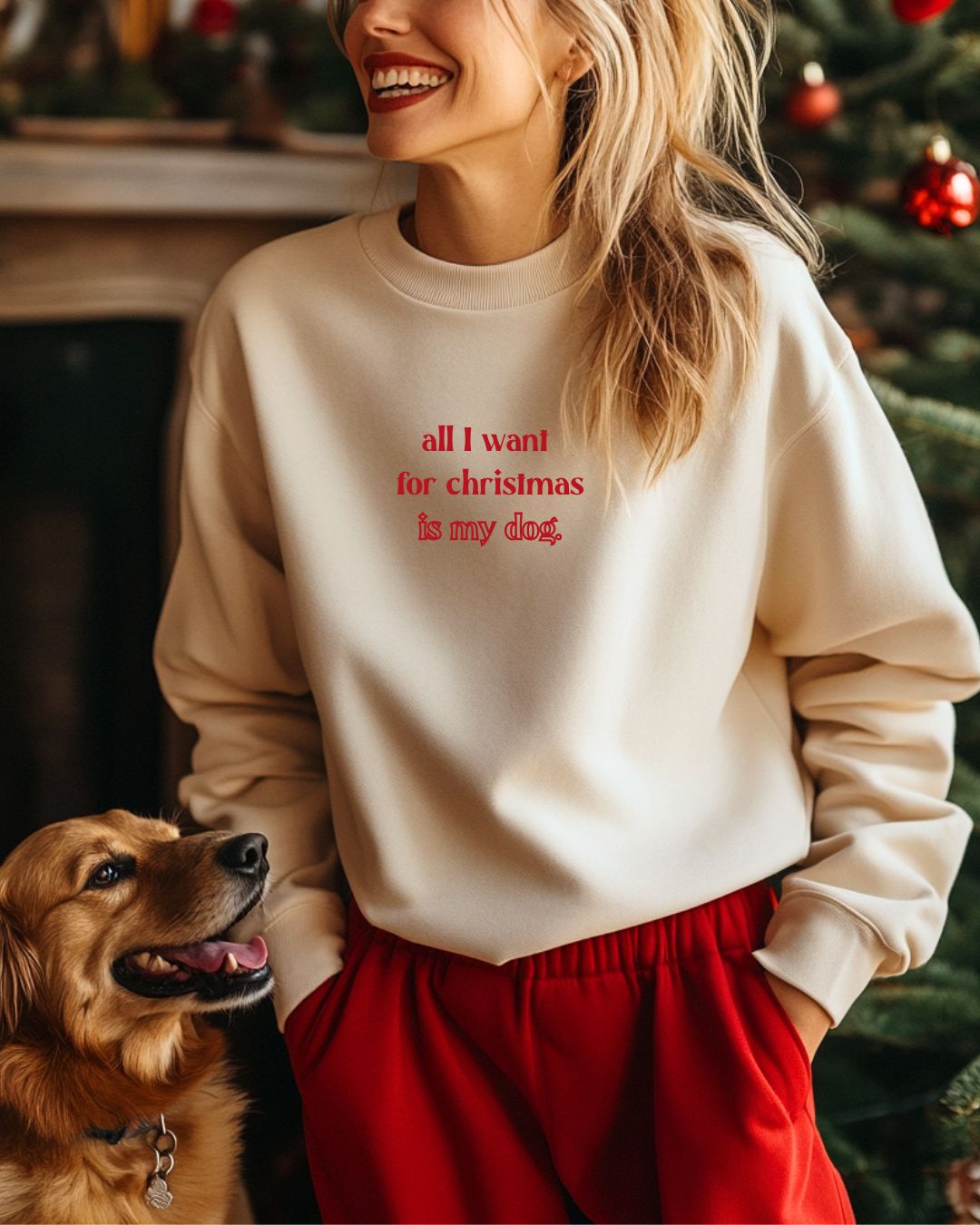 Premium Organic Sweatshirt 'all I want for christmas is my dog'