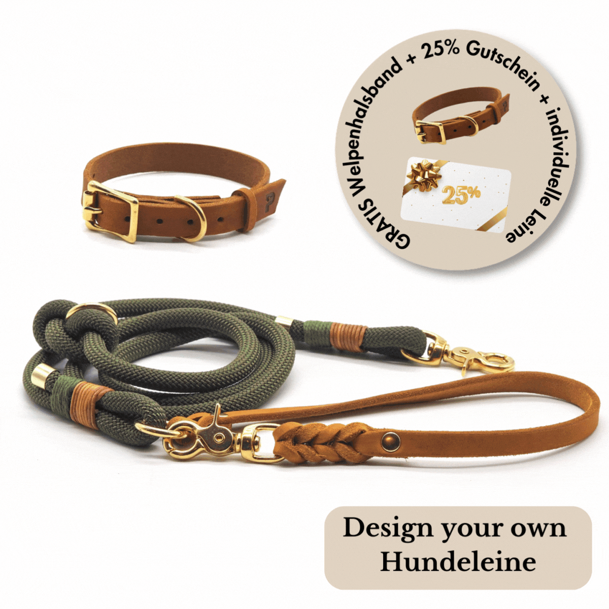 Puppy Special: Set | Puppy collar &amp; rope leash including 25% voucher