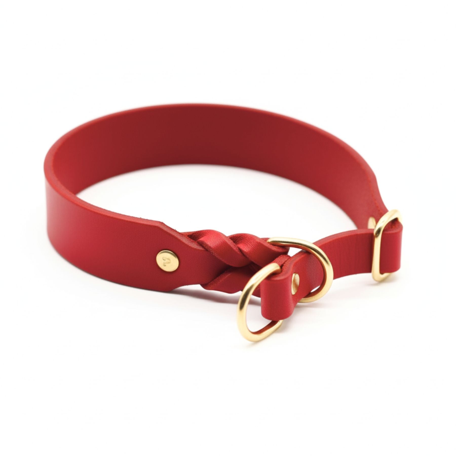 Pull stop collar made of greased leather 'Chili'