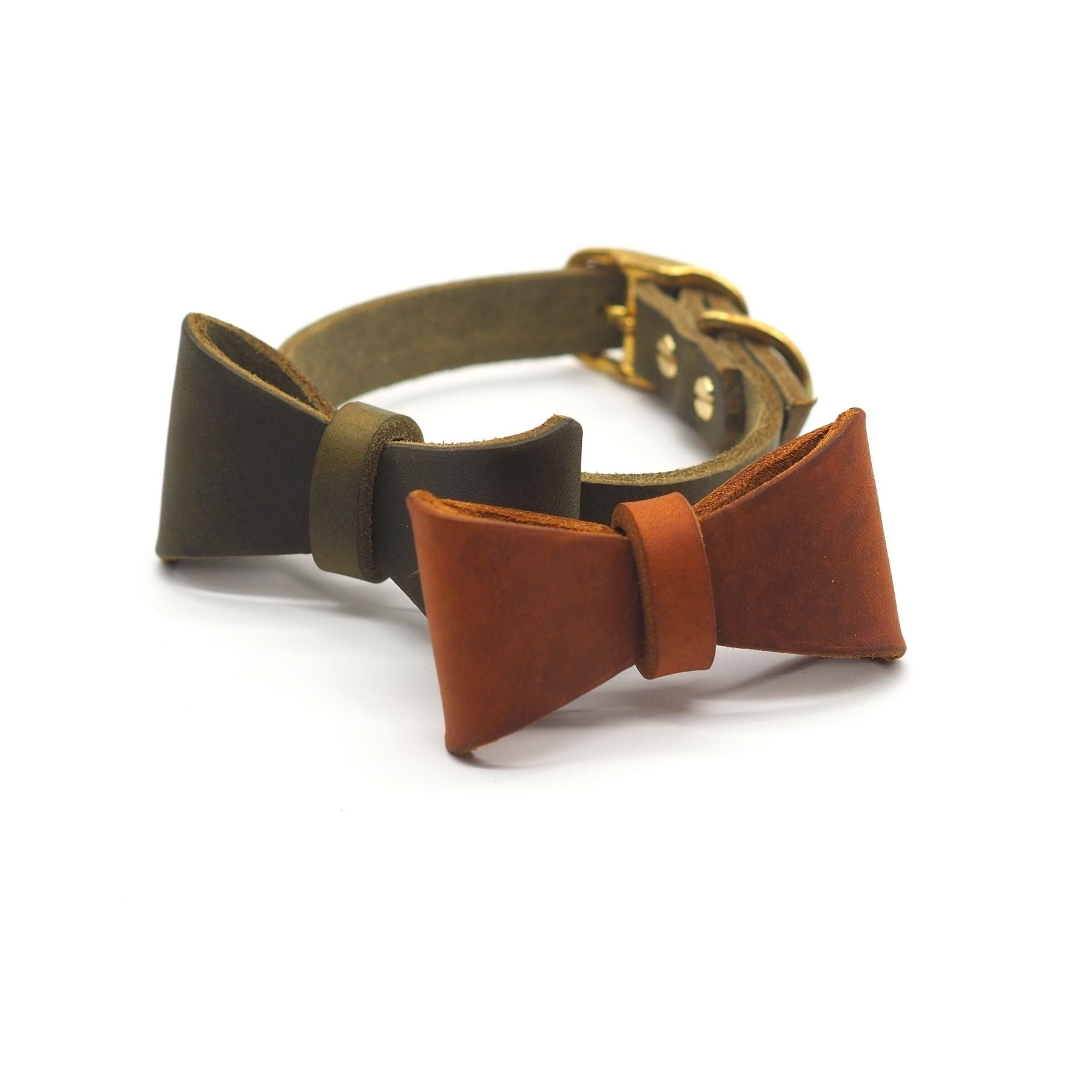 Leather bow tie for collars